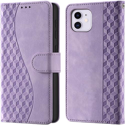 Flip Wallet Case for iPhone 11 PU Leather Purple | RFID Blocking, 3 Card Slots & 1 Cash Pocket, Magnetic Closure, Kickstand Function, Leather Flip Case for iPhone 11 - color: Purple