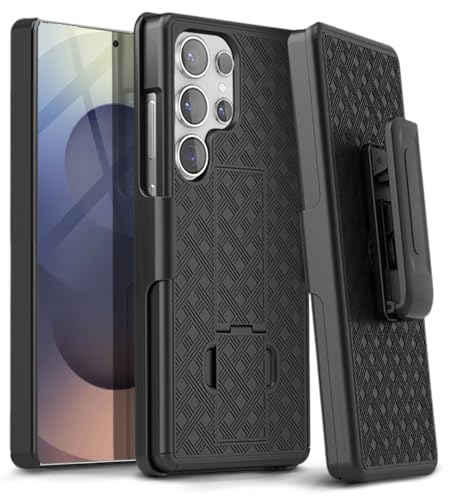 MOTIVE for Samsung Galaxy s25 Ultra Case with Belt Clip, Kickstand | 6.9" | Ranger v1 Series, Black, 360° holster, open-top/bottom port access, grip, slim - size: s25 Ultra