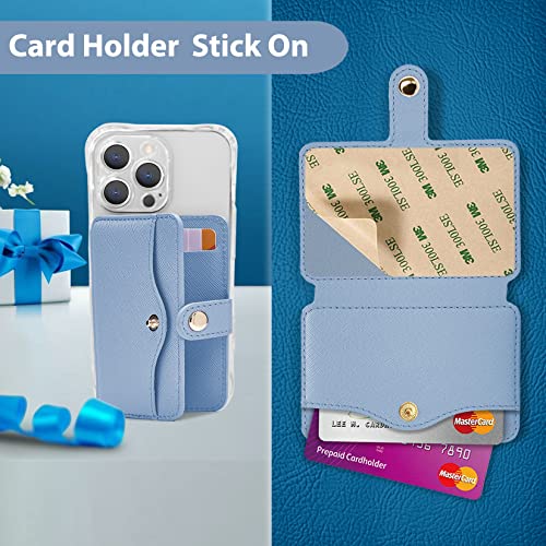 Wallet for Men,Phone Wallet Stick on for Cases, Adhesive Credit Card Holder - color: Sky Blue