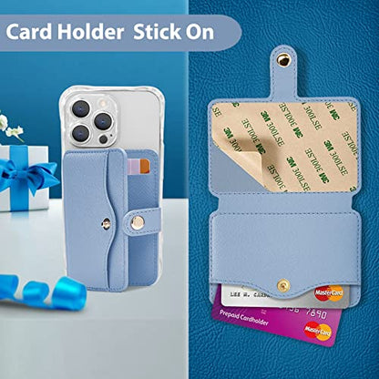 Wallet for Men,Phone Wallet Stick on for Cases, Adhesive Credit Card Holder - color: Sky Blue