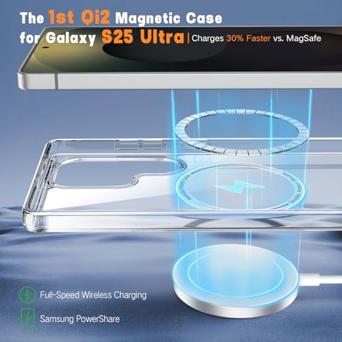 Maledan for Samsung Galaxy S25 Ultra Case Crystal Clear - Compatible with Magsafe S25 Ultra Case Transparent Slim Magnetic Samsung S25 Ultra Case Military Shockproof Accessories, Anti-Yellowing Clear - color: Crystal Clear