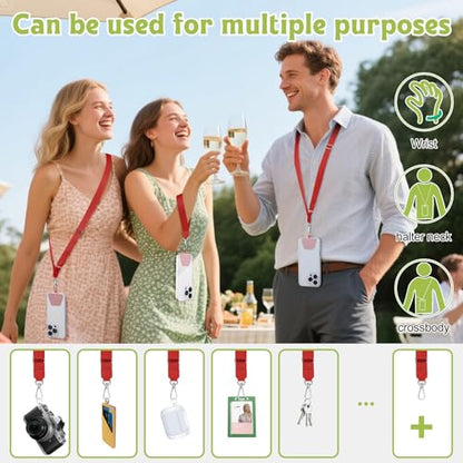 takyu Phone Lanyard, 2 Pack Adjustable Anti-Drop Neck/Wrist Strap with 2 Pcs Tether Patches, Secure Hands-Free Compatible for iPhone Samsung Perfect for Nurses, Teachers, Travel, Hiking Black+Red - color: Black + Red