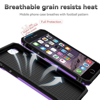 SunStory Compatible with iPhone SE 2022/2020/3rd/2rd / 6/7/8 Case with HD Screen Protector & Slide Camera Cover & Kickstand, [Military-Grade] Phone Case for iPhone SE 2020/2022/6/7/8 (Purple) - color: Purple