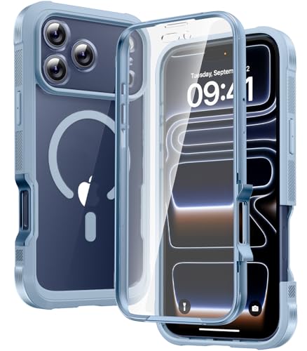 Diaclara Magnetic Designed for iPhone 17 Pro Case 6.3 Inch Full Body Bumper,[Compatible with MagSafe] Military Drop Proof Cover with Built-in Touch Sensitive Anti-Scratch Screen Protector, Blue - color: Blue, size: iPhone 17 Pro