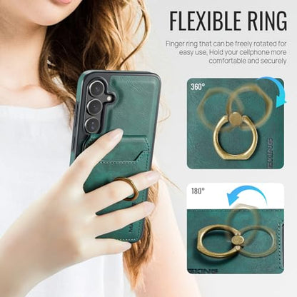 for Samsung Galaxy S26 Plus 2 in 1 Detachable Card Bag Wallet Case Durable Leather Wallets Magnetic Card Holder 4 Card Slots Ring Stand RFID Blocking Green - color: Green, size: Samsung Galaxy S26 Plus