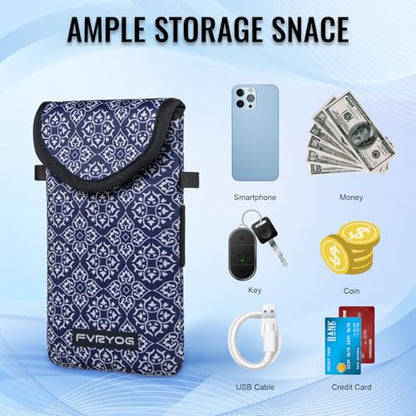 Neoprene Phone Sleeve Pouch Case Bag for Men Women w/Crossbody Strap/Neck Lanyard for iPhone 17/16/15/14 Pro Max, Samsung S25，Pixel 10 - color: Dark Blue Cell Phone Sleeves