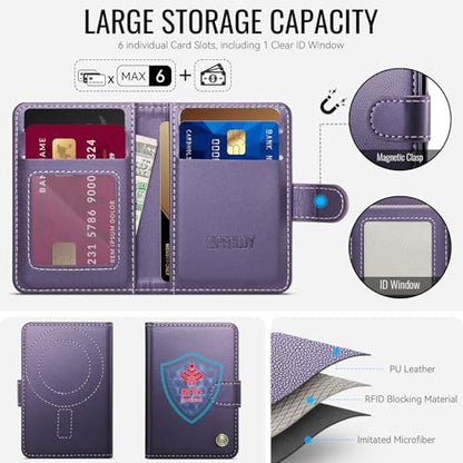 for Magsafe Magnetic Phone Wallet Card Holder, Elegant Purple - color: Elegant Purple