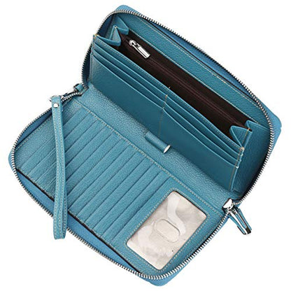 Small Compact Women Wallet RFID Blocking Genuine Leather Bifold Purse with ID Windows - color: 1- Pebbled Light Green, size: One Size