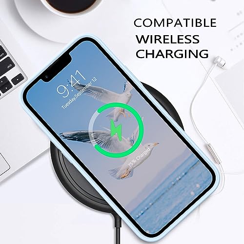 GUAGUA Compatible with iPhone 13 Case 6.1 Inch Liquid Silicone Soft Gel Rubber Slim Thin Microfiber Lining Cushion Texture Cover Shockproof Protective Phone Case for iPhone 13, Light Blue - color: Light Blue, size: iPhone 13