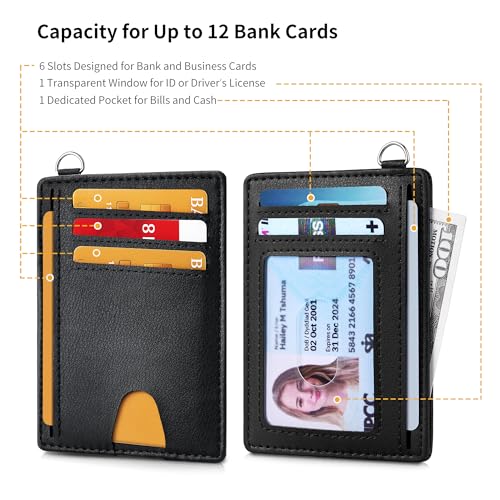 Mayski Slim Wallet, Credit Card Holder for Women, Minimalist Front Pocket RFID Blocking Card Cases, Small Wallet Women Men(Grain Black) - color: Grain Black