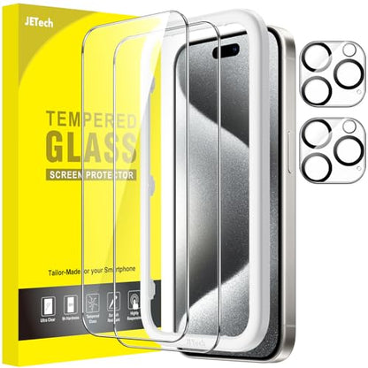 JETech Screen Protector for iPhone 15 Pro, 2+2 Pack - size: iPhone 15 Pro