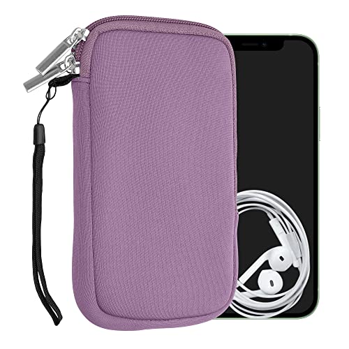 kwmobile Universal Phone Pouch Size M - 5.5" - Neoprene Smartphone Pouch with Zip - Water-Repellent Mobile Phone Case - Sleeve in Lavender - color: lavender, size: M - 5.5"