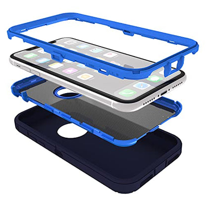 MXX Compatible with iPhone Xr Case, 3-Layer Super Protective Full Heavy Duty Body Tough Rugged Bumper Cover, Shock & Dust Proof, Designed for Apple Xr Phone Case 6.1" Blue - color: Blue