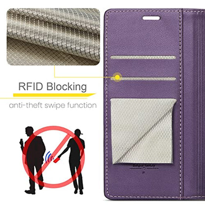 FLIPALM Wallet Case for Samsung Galaxy S20 FE 5G, Purple | Card Holder, RFID Blocking, PU Leather Folio Flip, Kickstand, Protective Shockproof Cover - color: Purple