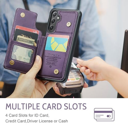 Kowauri for Samsung Galaxy S23 FE Case, PU Leather Wallet Case for Women Men with RFID Blocking Card Holder Slot Magnetic Closure Shockproof Protective Phone Cover for Samsung Galaxy S23 FE,Purple - color: Purple