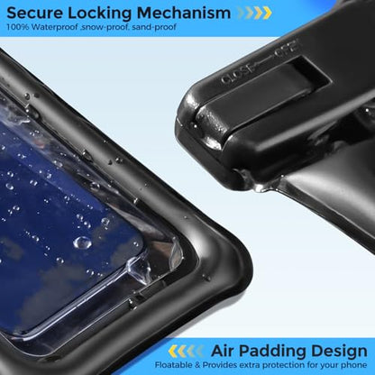 ProCase 2 Pack Floating Waterproof Phone Pouch, IPX8 Dry Bag for 7" Phones | Fits iPhone 17/16/15/14, Galaxy S24/S23 & Pixel 8/7. Touchscreen Waterproof Pouch for Swimming, Diving & Snow -Black - color: Black