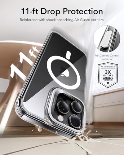 ESR for iPhone 16 Pro Max Case, Compatible with MagSafe, Military-Grade Protective, Built-in Stash Stand Phone Case, Scratch-Resistant Back Cover, Clear - color: Clear, size: iPhone 16 Pro Max 6.9inch