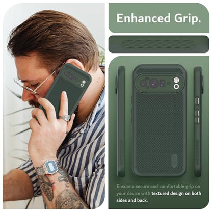 TUDIA MergeGrip [Military Grade] Cases for Google Pixel 10 Pro XL (2025), [Drop Tested] Dual-Layer Shockproof Rugged Slim Anti-Slip Heavy Duty Protective Phone Case Pixel Pro 10 XL Cover – Pine Green - color: Pine Green, size: Pixel 10 Pro XL
