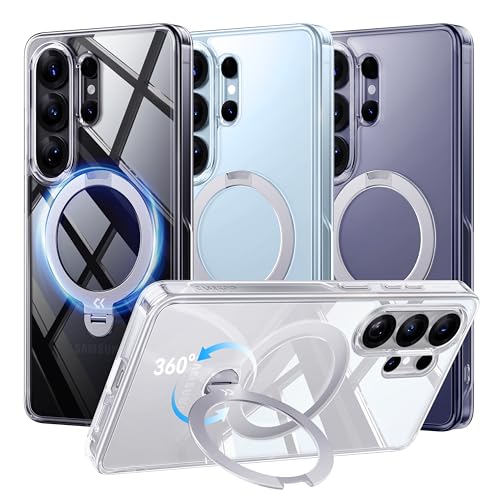CASEKOO Clear for 26U Case with 360 Spin Magnetic Stand, Fit for MagSafe | 360 Spin Magnetic Stand, Fit for MagSafe, 18FT MIL-STD Protection, Invisible Ring Holder Phone Case - color: Optically Clear