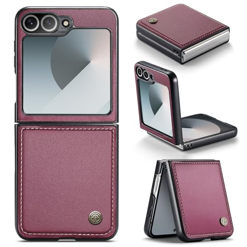 for Samsung Galaxy Z Flip 6 Case, Premium PU Leather Case Anti Scratch Slim Phone Shockproof Protective Phone Cover for Samsung Galaxy Z Flip6, Red - color: Red, size: Samsung Galaxy Z Flip 6