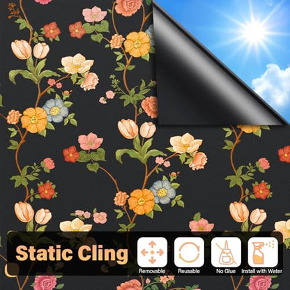 Kromapolis Blackout Window Film, Light Blocking Privacy Tint 17.5″ x 78.7″ - color: Black Matte, size: 17.5In x 78.7In