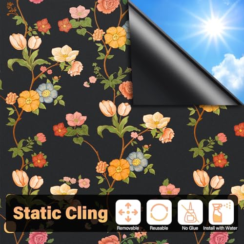 Kromapolis Blackout Window Film, Light Blocking Privacy Tint 17.5″ x 157.4″ - color: Black Matte, size: 17.5In x 157.4In