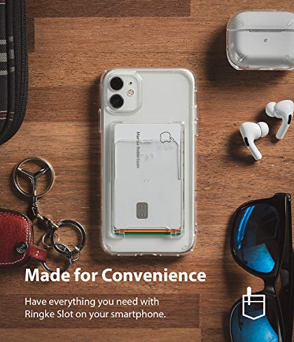 Ringke Slot Card Holder for Phone Case, Business Card Holder for Back of Phone, ID Credit Card Holder Stick on for Women Men, Phone Wallet Compatible with iPhone, Galaxy, and Pixel - Clear Mist - color: Clear Mist