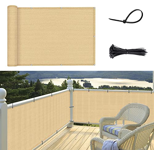 SUNNY GUARD 3' x 16' Balcony Privacy Screen, HDPE Patio Railing Cover Fence - color: Sand Yellow, size: 0 3' x 1 6'