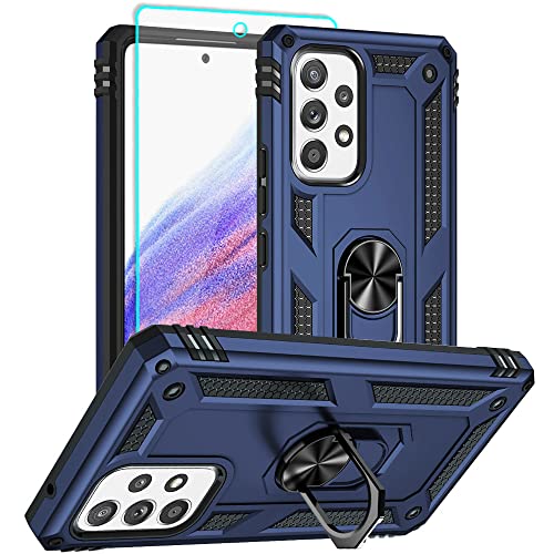 for Samsung A53 5G Case, Galaxy A53 5G Case with HD Screen Protector, [Military Grade 16ft. Drop Tested] Ring Shockproof Protective Phone Case for Samsung Galaxy A53 5G,Blue - color: Samsung Galaxy A53 5G Case Blue