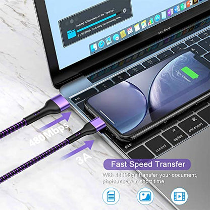 iPhone Charger 4Pack 7inch, [Apple MFi Certified] Short Lightning Cable, Fast Charging Cord for iPhone 13 12 Pro Max Mini 11 XS XR X 10 8 7 Plus 6s 6 SE iPad - Purple