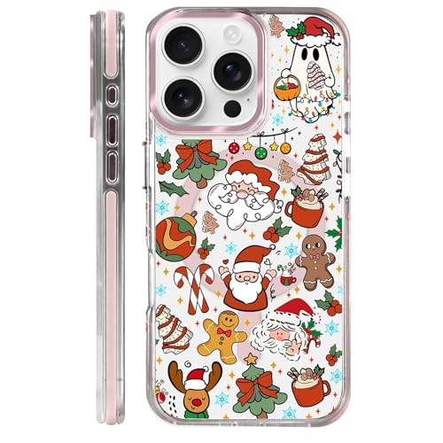 Clear Case for iPhone 16 Pro, [Magnetic Charging Compatible][Military-Grade Protection][Anti-Yellowing] Shockproof Slim Magnetic Phone Case for iPhone 16 Pro, Christmas Doodle - color: Christmas Doodle, size: iPhone 16 Pro