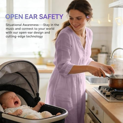 Xmenha Open Over Ear Earbuds Wireless Bluetooth Open Ear Headphones - color: Purple