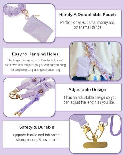 Phone Lanyard, On-the-Go Universal Crossbody Strap Neck Lanyard with Phone Tether Patches for Most Cellphones - color: D