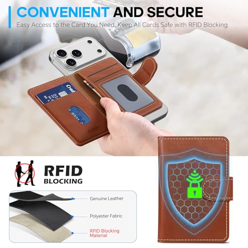 SHIELDON Genuine Leather for Magsafe Wallet, Retro Brown - color: Brown - Retro
