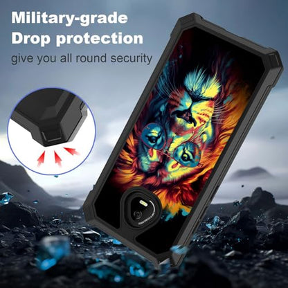 for Schok Volt Sv67q Sv67332 Case with Screen Protector, Military Grade Drop Protection, Dual Layer Hybrid Shockproof Protection TPU Phone Case for Schok Volt Sv67q, Lion - color: Lion