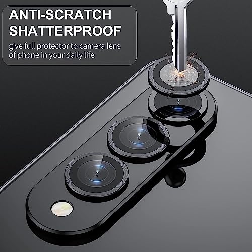 Zeking [2 Pack for Samsung Galaxy Z Fold5/A25 5G Camera Lens Protector, 9H Tempered Glass Camera Cover Metal Individual Ring for Galaxy Z Fold5 5G [Installation Tray Alignment Kit](Black)