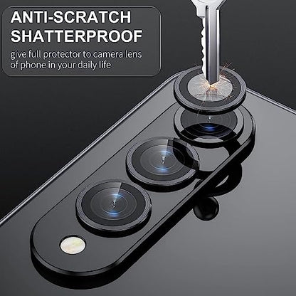 Zeking [2 Pack for Samsung Galaxy Z Fold5/A25 5G Camera Lens Protector, 9H Tempered Glass Camera Cover Metal Individual Ring for Galaxy Z Fold5 5G [Installation Tray Alignment Kit](Black)