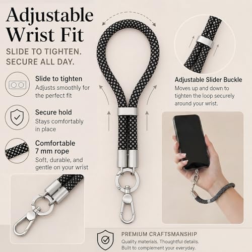 phone wrist strap, Adjustable Cell Phone Lanyard Strap for Case - color: Off-white