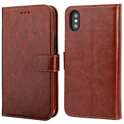 Bocasal Detachable Wallet Case Card Holder for iPhone Xs Max, Brown - color: Brown