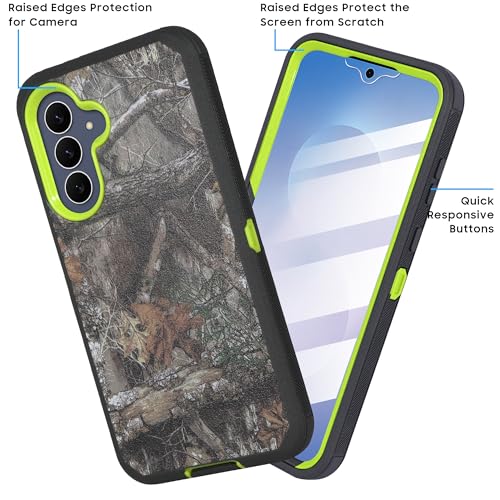 Compatible for Samsung S25 FE, Built in Screen Protector, Belt Clip Holster Heavy Duty Defender Case Dustproof Shockproof Protection (Camo Green) - color: Camo Green