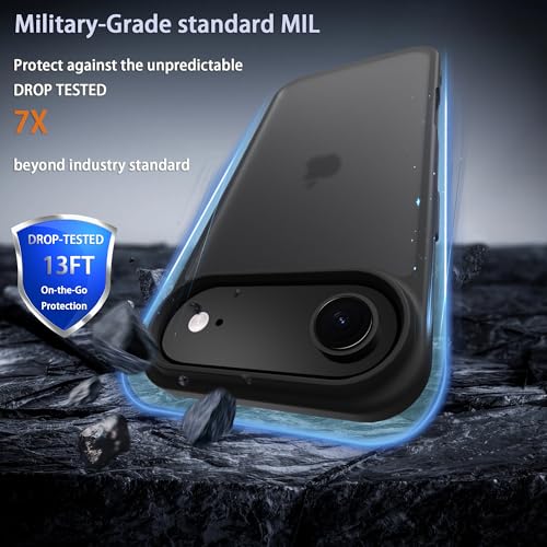 for iPhone 17 air Case Translucent Matte Phone Cover, [10 FT Military Grade Drop Protection] Slim Durable Shockproof Protective Bumper (Black, iPhone 17 air) - color: Black, size: iPhone 17 Air