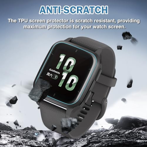 6 PCS Compatible for Garmin Venu Sq 2 Screen Protector Clear, Full Cover Anti-scratch Soft TPU [Not Glass] with Great Protection for Venu Sq 2 Music Watch Film, Sensitive Touch & HD - size: venu sq/sq 2
