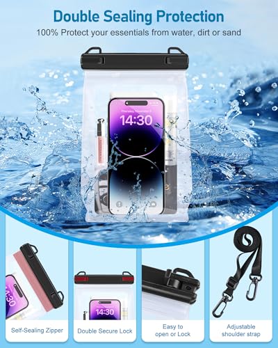 Large Waterproof Phone Pouch, Floating Dry Bag for iPhone 14 13 12 Pro Max Galaxy S22 S21 Large Capacity Waterproof Bag Sunscreen Glasses Storage Universal Dry Pouch for Swimming Rafting Boating - color: White, Extra Large Opening 5.9''