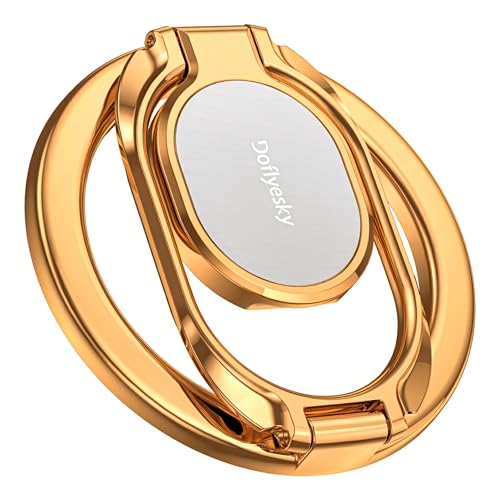 Doflyesky Magnetic Phone Ring Grip Holder, Dual-Sided Magnetics Adjustable Gym Finger Ring Grip Kickstand, Removable Phone Grip, for iPhone, iPad and Smartphones - color: Champagne Gold