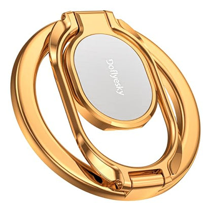 Doflyesky Magnetic Phone Ring Grip Holder, Dual-Sided Magnetics Adjustable Gym Finger Ring Grip Kickstand, Removable Phone Grip, for iPhone, iPad and Smartphones - color: Champagne Gold