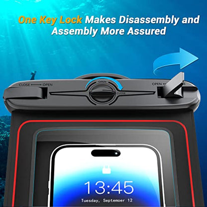 Waterproof Phone Pouch, IPX8 Waterproof Phone Case for iPhone 17/16/15/14/13/12/11/SE Series, Cell Phone Dry Bag for Beach & Cruise Essentials, Lanyard Included, Touch Screen (Fits Up to 8.9”), Black