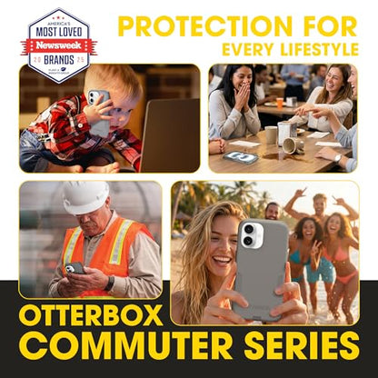 OtterBox iPhone 16 – Commuter Series Slim MagSafe Case - Grey | 3X Military Drop Protection - Dual-Layer Design - Pocket-Friendly - Raised Edges - Port Covers - Non-Retail Packaging - color: Grey