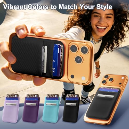 SHANSHUI Wallet for Magsafe, Stretchy Magnetic Phone Wallet Card Holder for Back of Phone Compatible with iPhone 17/16/15/14/13/12 Mini/Plus/Pro/Pro Max - color: 2700Gs Black