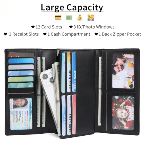 GOIACII Women's Wallet RFID Blocking Large Capacity Card Holder Ladies Phone Clutch Travel Long Purse Hedgehog Print - color: Z03 Hedgehog Print Black