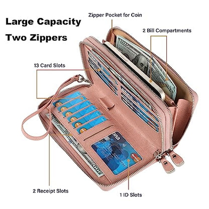 Small Compact Women Wallet RFID Blocking Genuine Leather Bifold Purse with ID Windows - color: 2-waxed Dark Pink, size: One Size